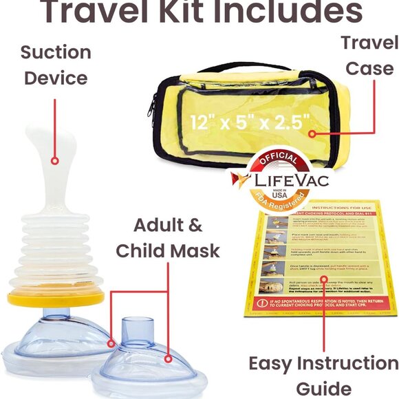 LifeVac Yellow Travel Kit - Portable Suction Rescue Device, First Aid Kit - Picture 2 of 6